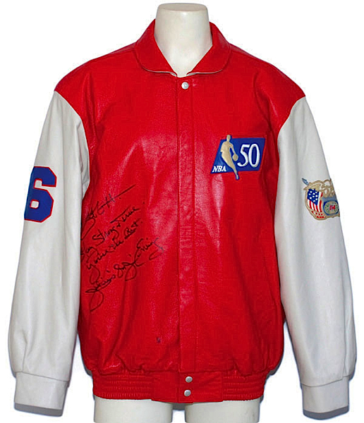 1997 Dr. J Julius Erving Philadelphia 76ers 50 Greatest Ceremony Worn & Double Autographed Jacket (JSA) (Pristine Provenance)