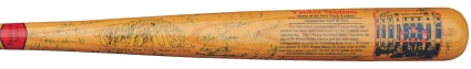 Incredible Yankee Stadium Commemorative Bat Autographed by 105 NY Yankees (JSA)