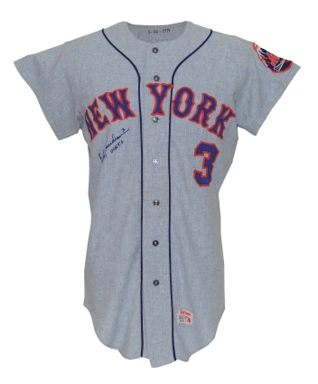 1971 Bud Harrelson NY Mets Game-Used & Autographed Road Flannel Jersey (JSA) (Team Letter)