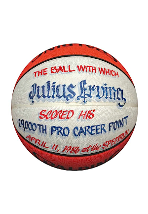 4/11/1986 Julius "Dr. J" Erving 29,000th Career Point Basketball (Erving Collection) (Erving Family LOA)