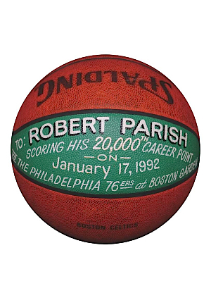 1/17/1992 Robert Parish Boston Celtics 20,000th Career Point Game Basketball (Parish LOA)
