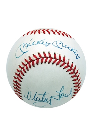 "Mickey Mickey" (Mantle) Autographed Baseball with Whitey Ford (Very Rare) (JSA)