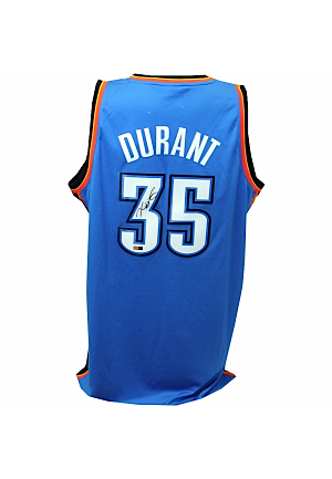 Kevin Durant Autographed Blue Thunder Replica Jersey Signed (Panini Auth)