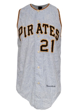 1966 Pittsburgh Pirates Road Flannel Jersey With Possible Attribution to Roberto Clemente (MVP Season)