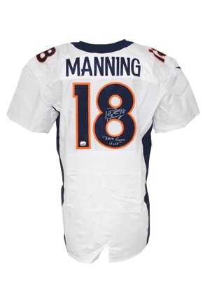 12/22/2014 Peyton Manning Denver Broncos Game-Used & Autographed Road Jersey (JSA • Unwashed • Photomatch)