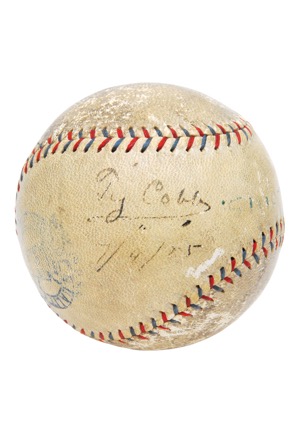 Incredible 5/6/1925 Ty Cobb Game-Used & Single-Signed Record-Setting Home Run Baseball (Full JSA • PSA/DNA • Only Known Fully Documented Cobb HR Ball • 5th of 5 HRs In Consecutive Games)