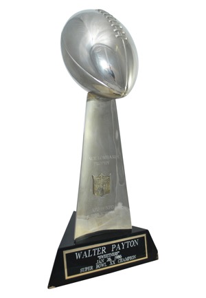 1986 Walter Payton Chicago Bears Super Bowl XX Replica Vince Lombardi Players Trophy