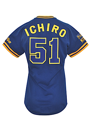 1995 Ichiro Suzuki Orix BlueWave Game-Used & Autographed Road Jersey (Photo-Matched • Pacific League MVP & Batting Champion • Signed & Gifted Directly From Ichiro To Julio Franco)