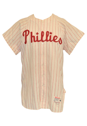 1964 Danny Cater Rookie Philadelphia Phillies Game-Used Pinstripe Flannel Home Jersey