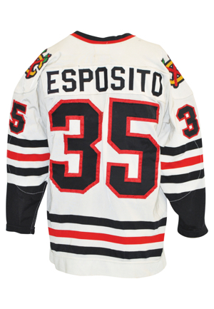 1977-78 Tony Esposito Chicago Blackhawks Game-Used & Autographed Home Jersey (Full JSA LOA • Repairs)