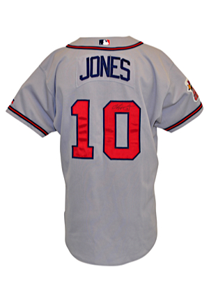 2000 Chipper Jones Atlanta Braves Game-Used & Autographed Road Jersey (Full JSA • Multiple Photo-Matches)
