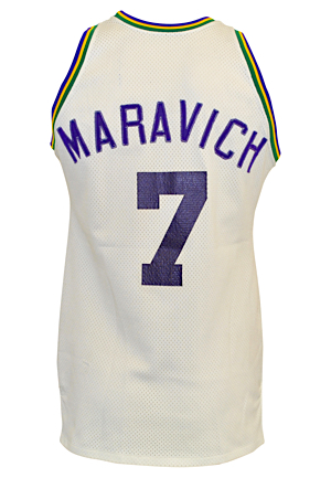 Circa 1977 "Pistol" Pete Maravich New Orleans Jazz Game-Used Home Jersey (Graded 10 • Likely 68-Point Career-High Game • Progressive Wear Pattern Photo-Matched To Multiple Games)