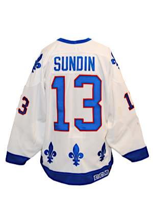 1991-92 Mats Sundin Quebec Nordiques Game-Used & Autographed Road Jersey (JSA)