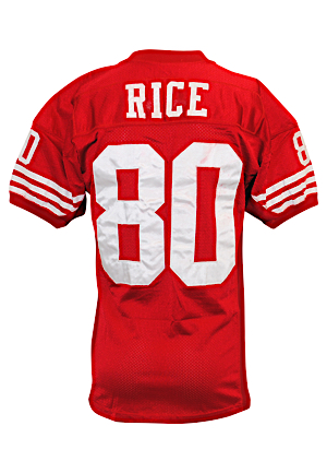 1995 Jerry Rice San Francisco 49ers Game-Used Home Jersey (Graded 10 • Photo-Matched to 12/18/95 289 Yards & 3TD Performance – Rices Best Career Game!)