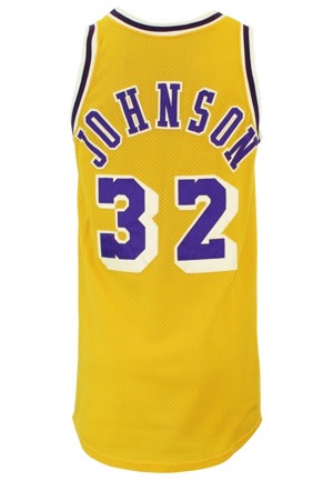 Mid 1980s Magic Johnson Los Angeles Lakers Game-Used Home Jersey