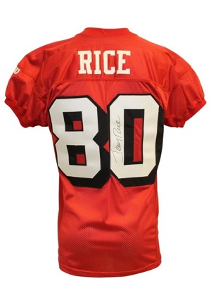1995 Jerry Rice San Francisco 49ers Playoffs Game-Used & Autographed Throwback Home Jersey (Full JSA • Photo-Matched To 1/15/95 NFC Championship Game • Championship Season)