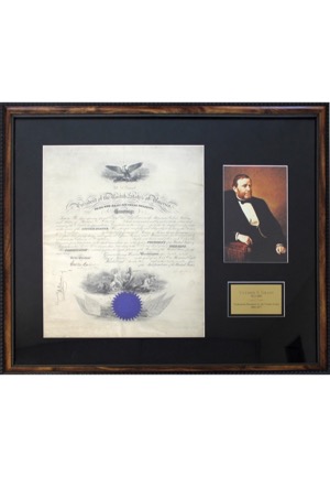 1873 Ulysses S. Grant Autographed Presidential Naval Commission Framed Document (JSA)