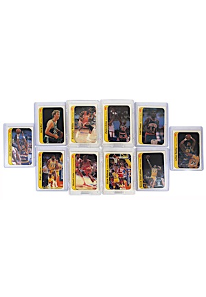 1986-87 Fleer Basketball Sticker Partial Set Including A Well Centered Jordan (10)