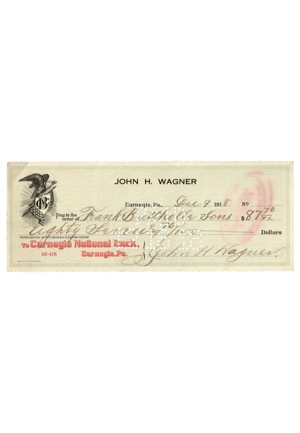 Honus Wagner Autographed Personal Bank Check (PSA/DNA)