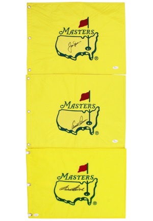 Arnold Palmer, Jack Nicklaus & Sam Snead Single-Signed "Masters" Pin Flags (3)(Full JSA • PSA/DNA)
