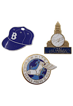 1953 Dodgers, 1959 Dodgers & 1959 White Sox World Series Press Pins (3)