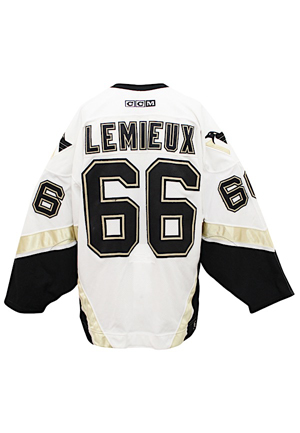  2003-04 Mario Lemieux Pittsburgh Penguins Game-Used Jersey (Cutting Edge Sports Team Tagging)