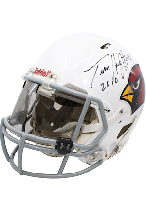 2010 Tim Hightower Arizona Cardinals Game-Used & Autographed Helmet (JSA)