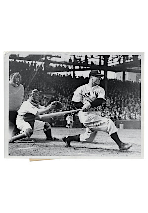 1936 Outstanding Lou Gehrig Single-Signed Opening Day Type 1 Wire Photo (MINT Signature • Full JSA LOA • Auto Graded 9)