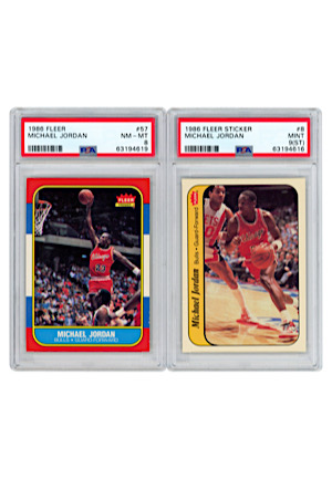 1986 Fleer Basketball Complete Set Plus Stickers (Michael Jordan RC #57 PSA NM-MT 8)