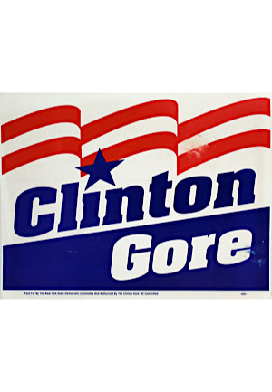 1992 Bill Clinton & Al Gore Campaign Committee Sign