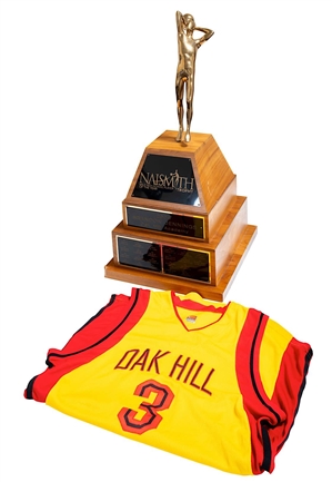 2008 Brandon Jennings Naismith HS Player of The Year Award & Oak Hill Game-Used Jersey (2)
