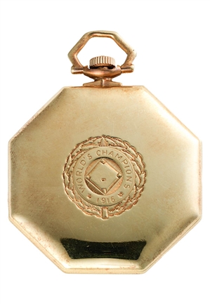 1916 Boston Red Sox Championship Players Pocket Watch Presented To Forrest "Hick" Cady (Family LOP • MINT)