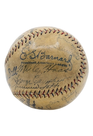 1930 Philadelphia Athletics Team Signed OAL Baseball With Foxx, Grove, Cochrane & Simmons (WS Champs)