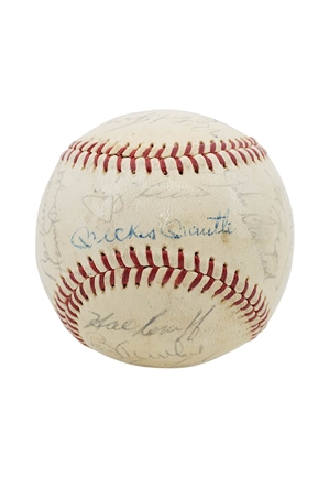 1963 NY Yankees Team Signed OAL Baseball With Mantle & Maris (AL Champs)