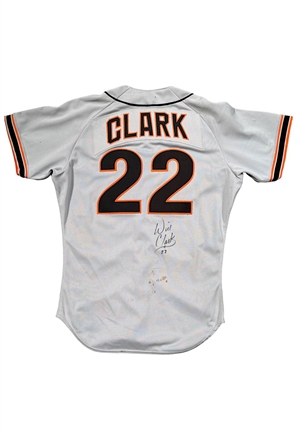 1988 Will Clark SF Giants Game-Used & Autographed Road Jersey (Graded 10)