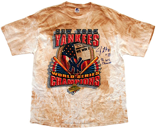 Lot Detail - 1996 Jim Leyritz NY Yankees World Series Victory Celebration  Worn & Autographed Locker Room T-shirt (JSA)
