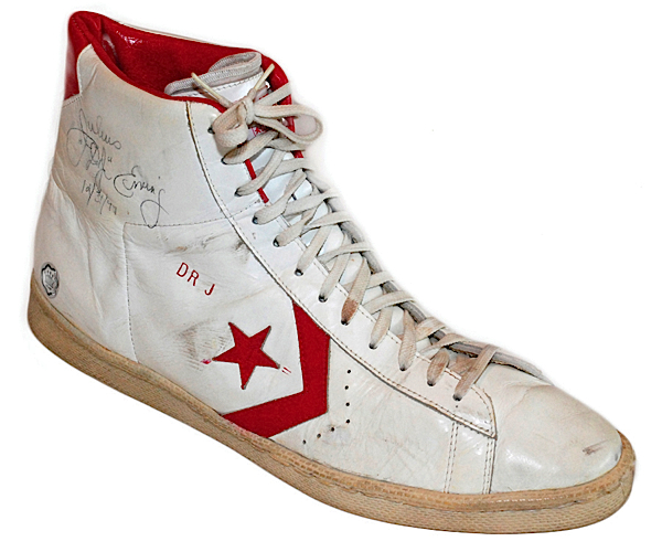 Dr. J Julius Erving Philadelphia 76ers Game-Used & Autographed Sneaker (JSA)
