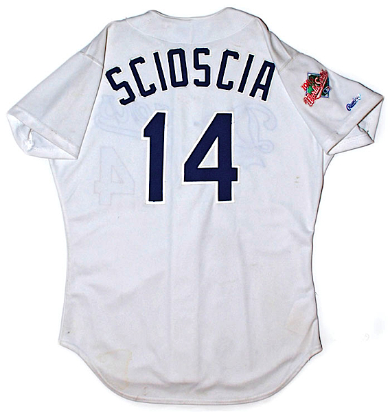 MIKE SCIOSCIA SIGNED DODGERS 81,88 WORLD SERIES JERSEY "2X
