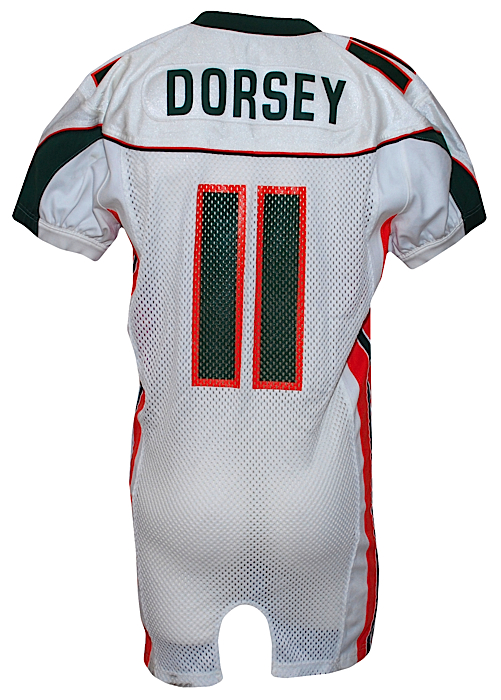 Miami Hurricanes Game-Used #80 White Jersey with ACC Patch from the 2016-17  Football Season 