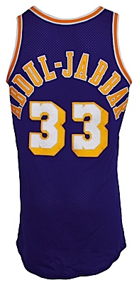 Circa 1985 Kareem Abdul-Jabbar LA Lakers Game-Used Road Jersey