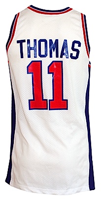 1993-1994 Isaiah Thomas Detroit Pistons Game-Used Home Uniform (2) 