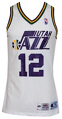 1994-1995 John Stockton Utah Jazz Game-Used Home Jersey