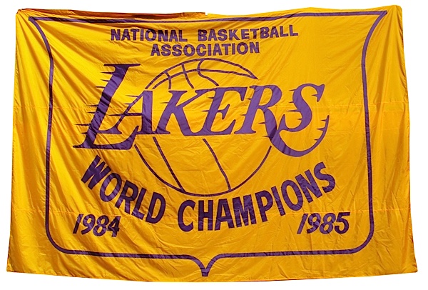 Lot Detail - 1984-1985 Los Angeles Lakers Championship Banner That Hung in  the Forum