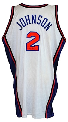 Circa 2000 Larry Johnson New York Knicks Game-Used & Autographed Home Jersey (JSA)