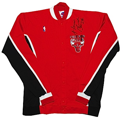 1990 Horace Grant Chicago Bulls Worn & Autographed Road Warm-Up Jacket & Pants (2) (Championship Season) (Bulls LOA)