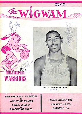3/2/1962 Original Wilt Chamberlain Philadelphia Warriors 100 Point Game Program (JSA)