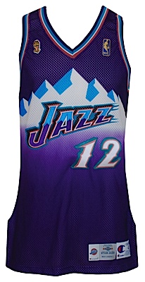 1997 John Stockton Utah Jazz Game-Used NBA Finals Road Uniform (2) (Utah Jazz LOA)