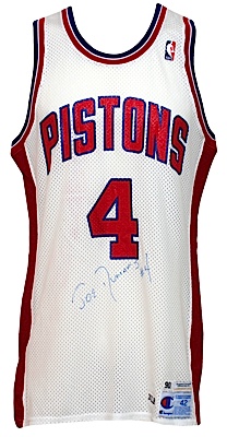 1990-1991 Joe Dumars Detroit Pistons Game-Used & Autographed Home Jersey (JSA) (MEARS LOA)