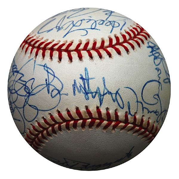 NY Yankees Old Timers Team Autographed Baseball (JSA)