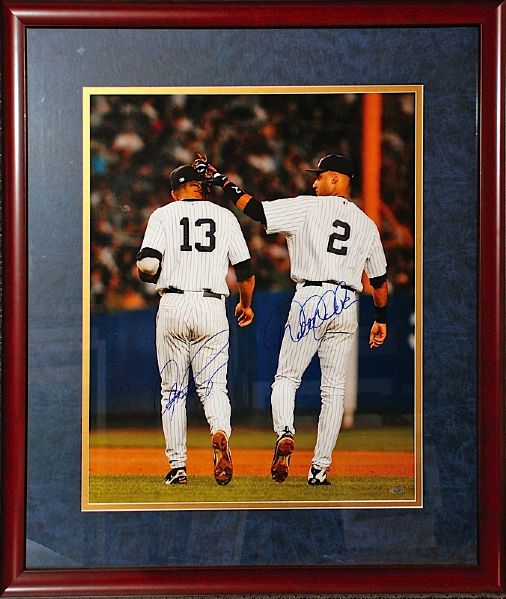 Derek Jeter & Alex Rodriguez NY Yankees Framed & Autographed 20 x 24 Photo (Steiner) (JSA)